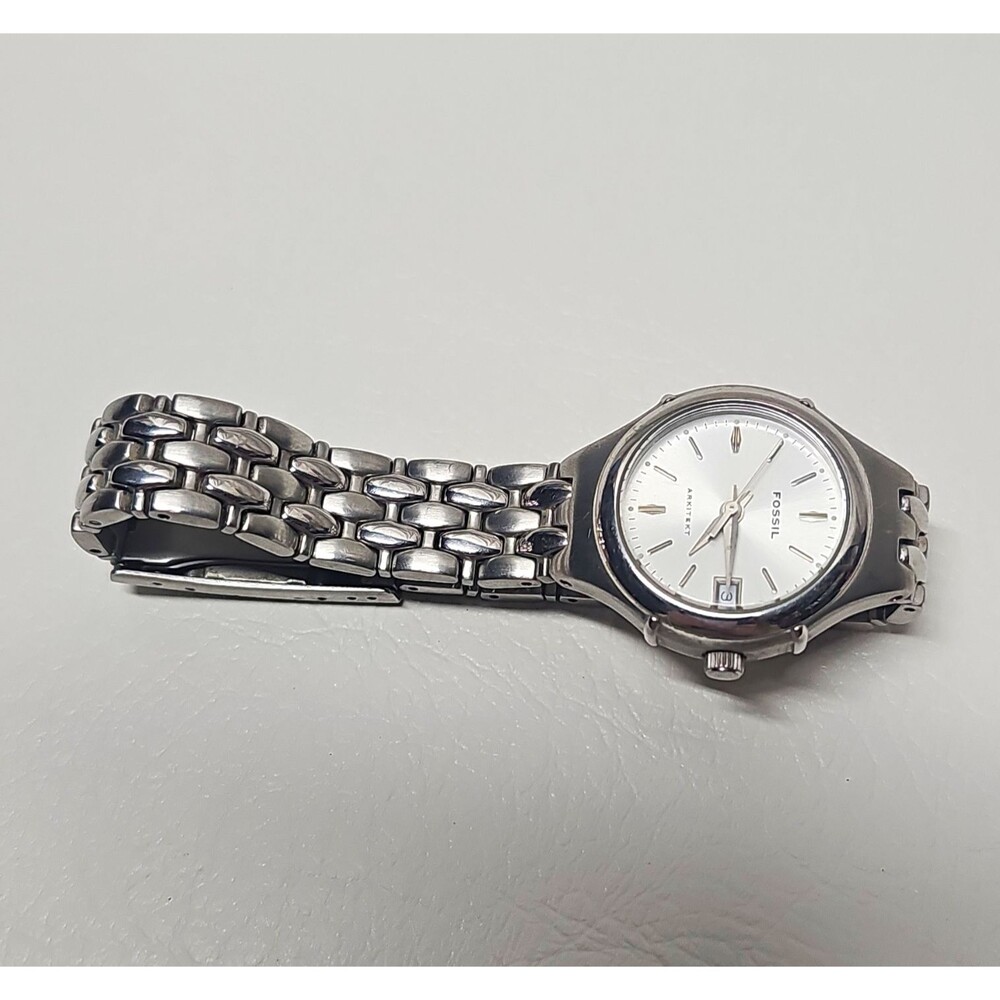 Fossil Stainless Steel Silver Analog Watch Dial Stick Date untested/unknown/part